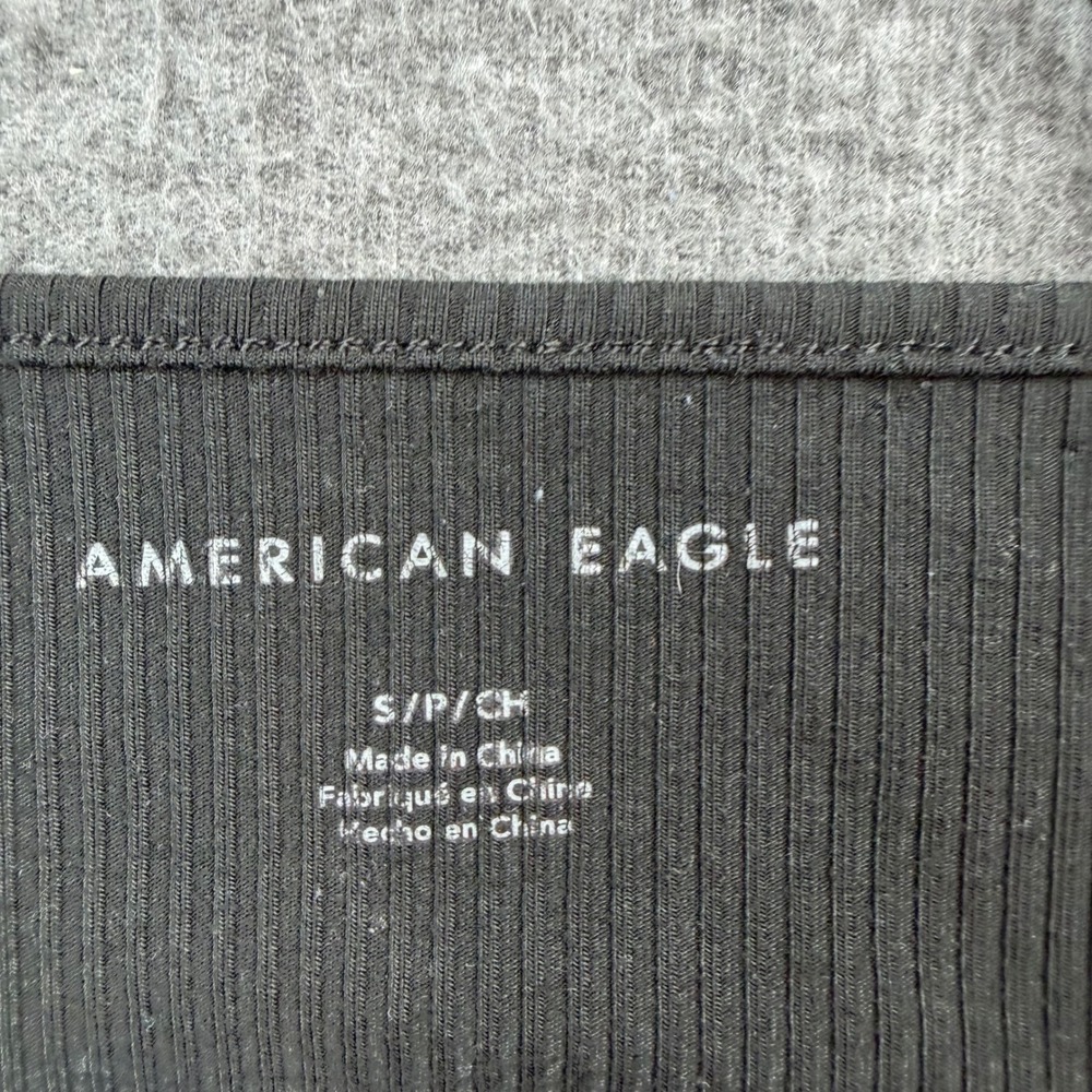 American‎ Eagle Camisole Women Small Black Ribbed Adjustable Strap Cami Tank Top - Picture 2 of 6